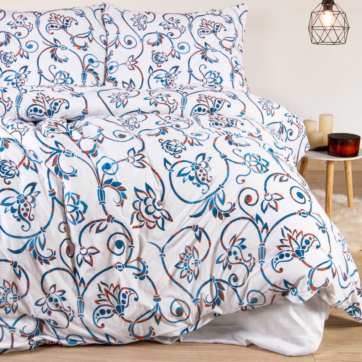 Darymex JERSEYLOVE - Dekbedovertrek set - 100% Katoen-Jersey - Met Ritssluiting - 160x200 cm - Kleurrijke Bloemen