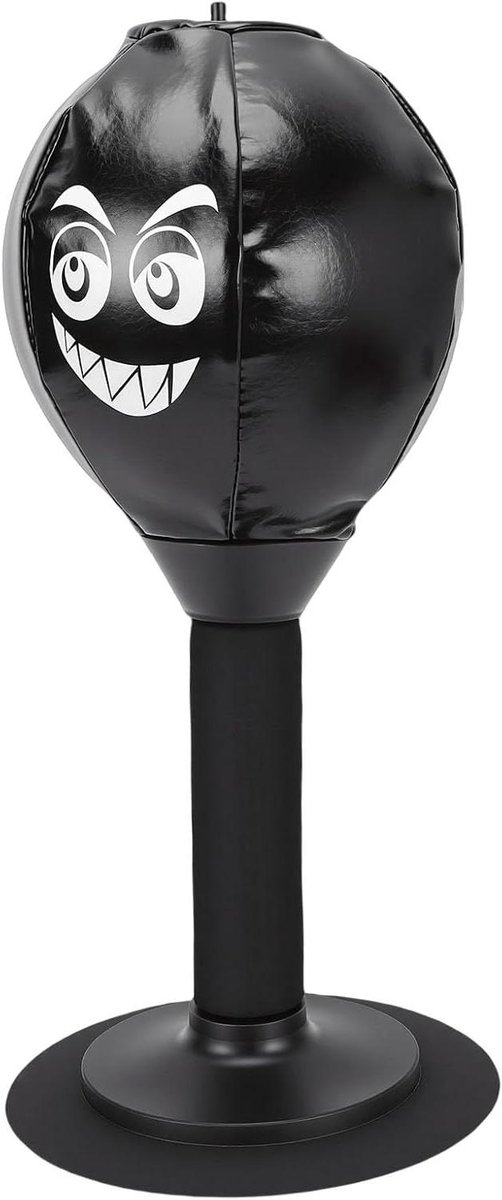 Bokszak Zuignap - Bureaubal Stressbal - Stress Ontlasting - Snelle Rebound - 19.5 cm Hoog - Zwart