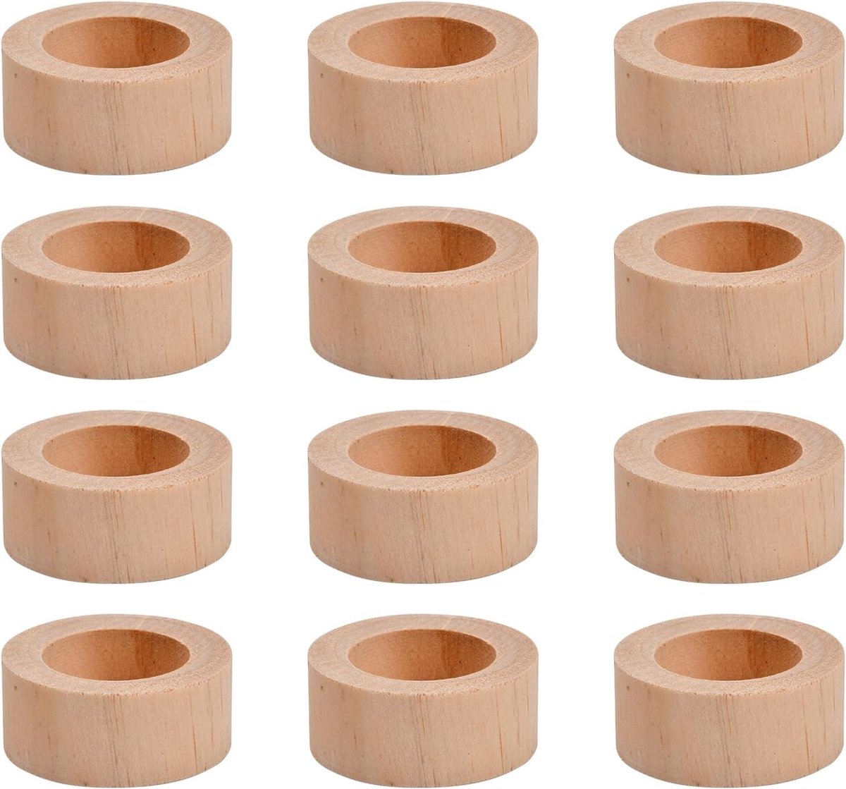 SnelShoppen - 12 Stuks Houten Votiv Kaarsenhouders van Den, Ronde Tealight Kaarsenhouders voor Kerst, Bruiloften, Tafel Decoratie, Valentijnsdag, Natu