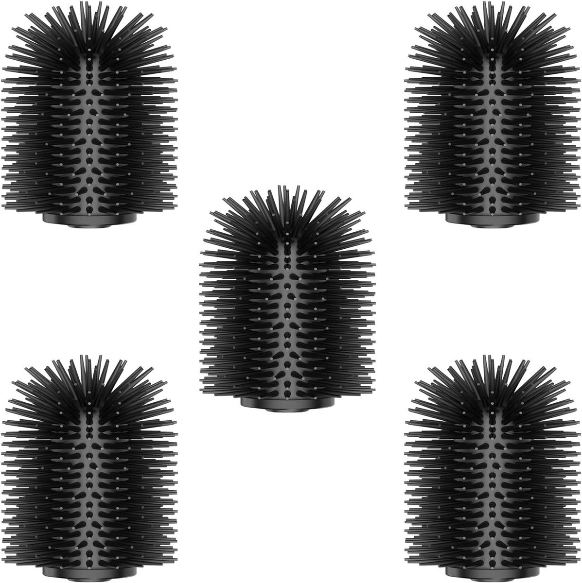 Toiletborstelkop van siliconen, 6,5 cm diameter, 5 stuks reserveonderdelen voor toiletborstels