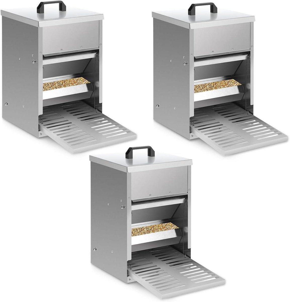 Voederautomaat Kip - Voerbak Gevogelte - Hygiënisch Voeren - Ratten- en Vogeldicht - 3 x 5 kg - Verzinkt