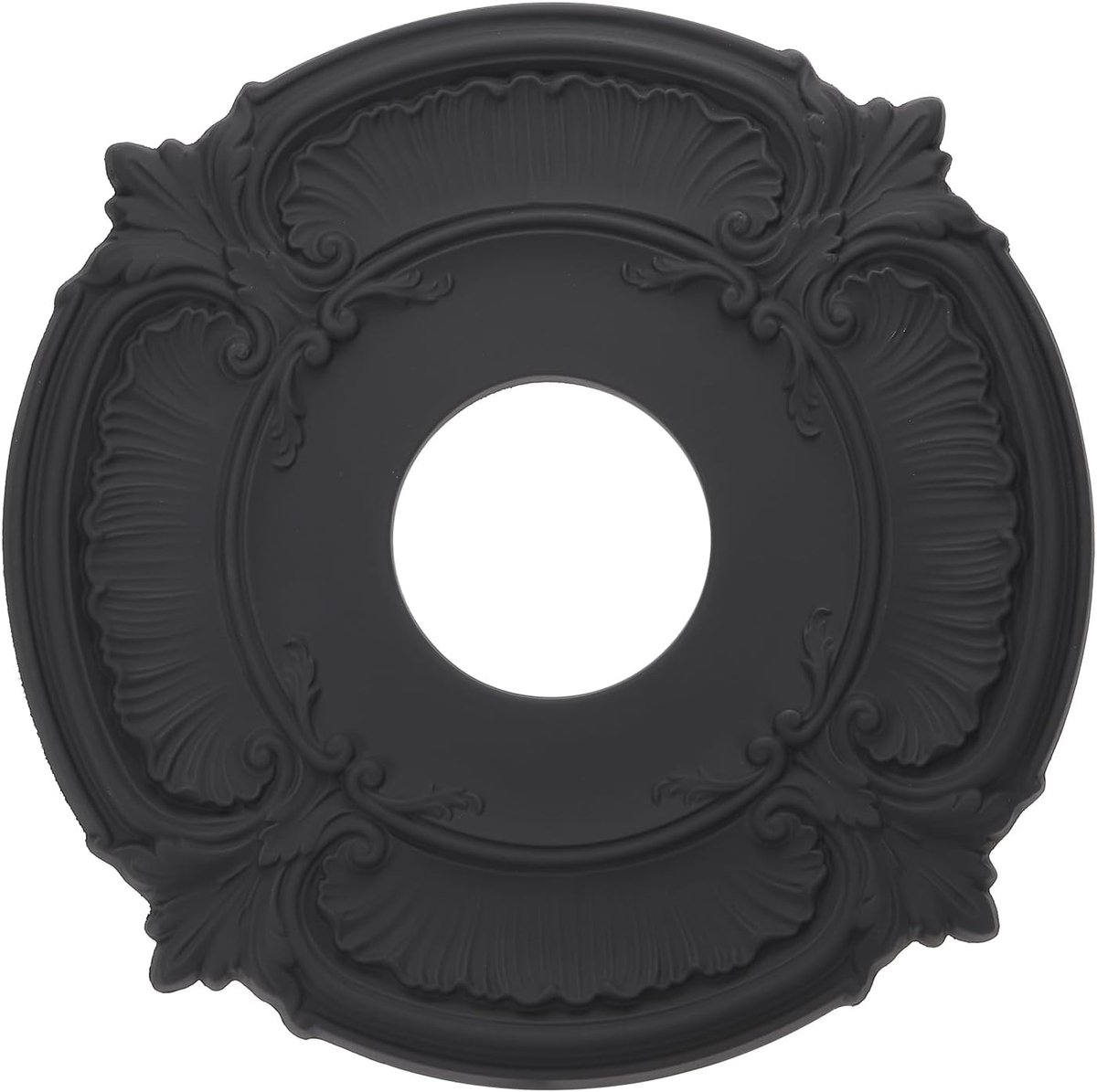 Plafondrozet, 30 cm Od x 4 inch Id Pu Rozet Decoratief Licht Plafond Rozet Kroonluchter Afdekking Klassieke Plafondverlichting voor Apparaten Verlichting Plafondventilatoren, Zwart