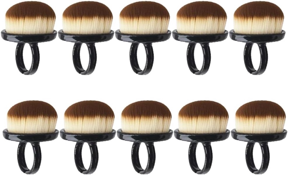 10 stuks nagelstofborstels lichtgewicht, zachte kleine stofborstel nagels, draagbare nagels afstoffen reinigingsborstelring voor make-up, nagelkunst (zwart)