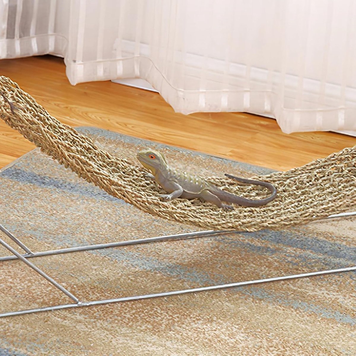 minkissy Hangmatbed van natuurlijke grasvezels voor kleine dieren, reptielen, slaapplaats, hagedissenbed, bartagamen en gecko, accessoires, comfortabele terrarium, hangmat