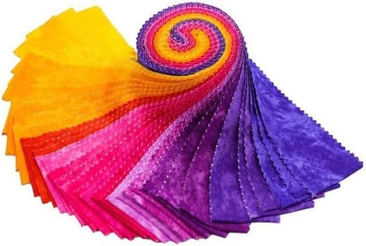 2,5" x 44" 20 stuks oranje en paarse smudge jelly rollen strips 100% katoen voorgesneden stof voor quilten, scrapbooking, naaien, kunst en ambachten, patchwork