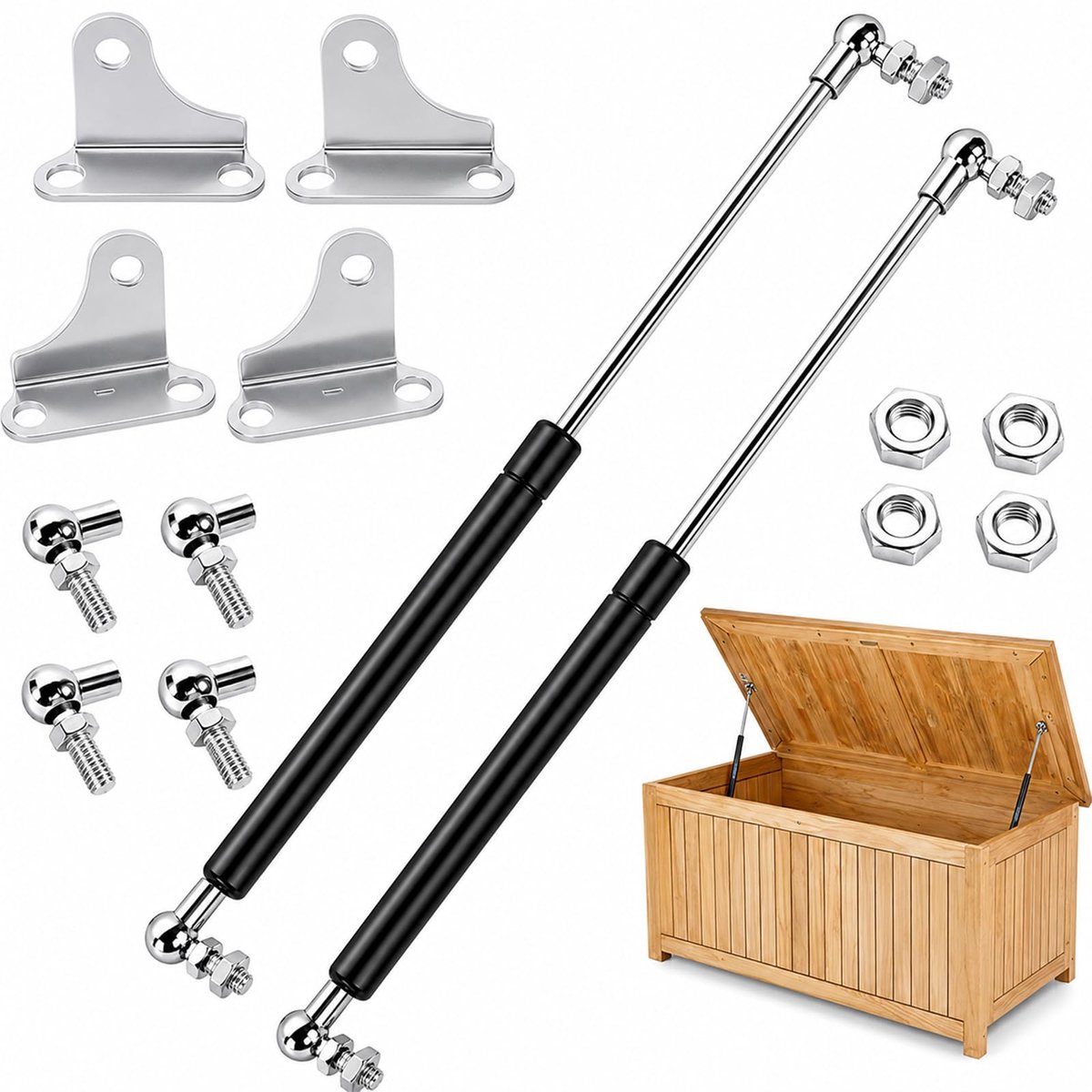 SnelShoppen - Gasdrukveer 2 stuks 380 mm 200 N L-type gasdrukdemper voor kastdeksel, ideaal voor meubels, kasten en schuren