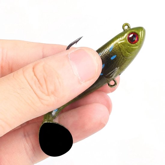 6 stuks kunstaas set met softbaars en jigkop, ideaal voor snoekbaars, forel en baars in zoet en zoutwater, perfect voor vissen en hengelsport. — afbeelding 5