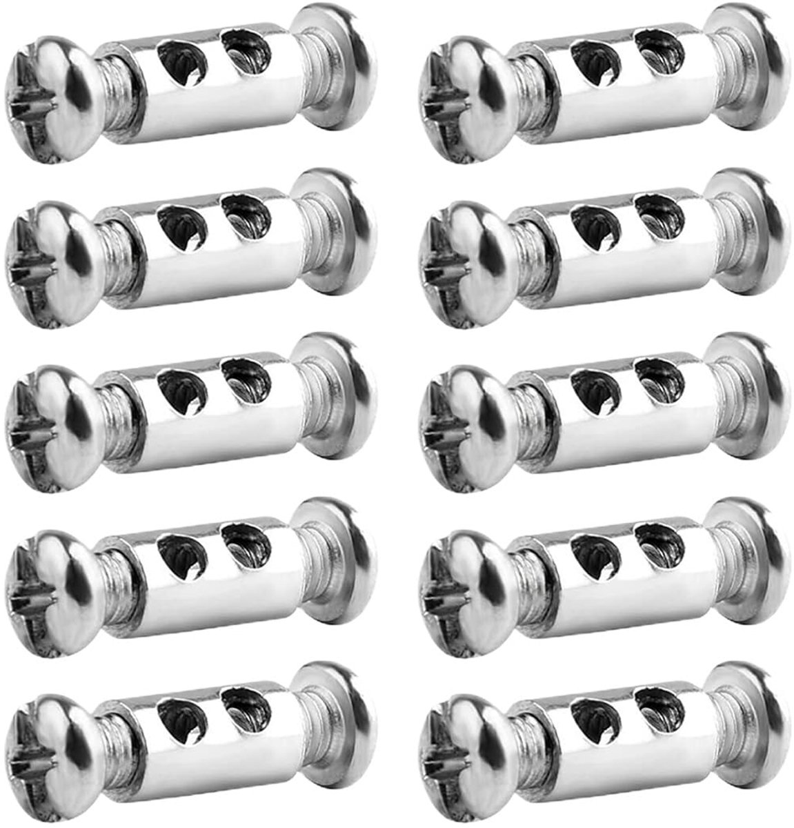 10 stuks kabelklemmen met schroefeindkap, geschikt voor draadkabels met een diameter van 1-2 mm en staalkabels, gemaakt van robuust staal met dubbele uiteinden
