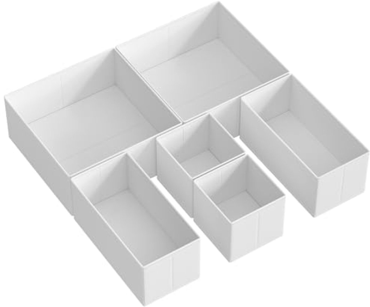 Huis Geluk Lade-opbergdozen set van 6 - Opbergdoos lade-organizer vouwdoos voor sokken ondergoed bh's stropdassen sjaals - Wolkwit
