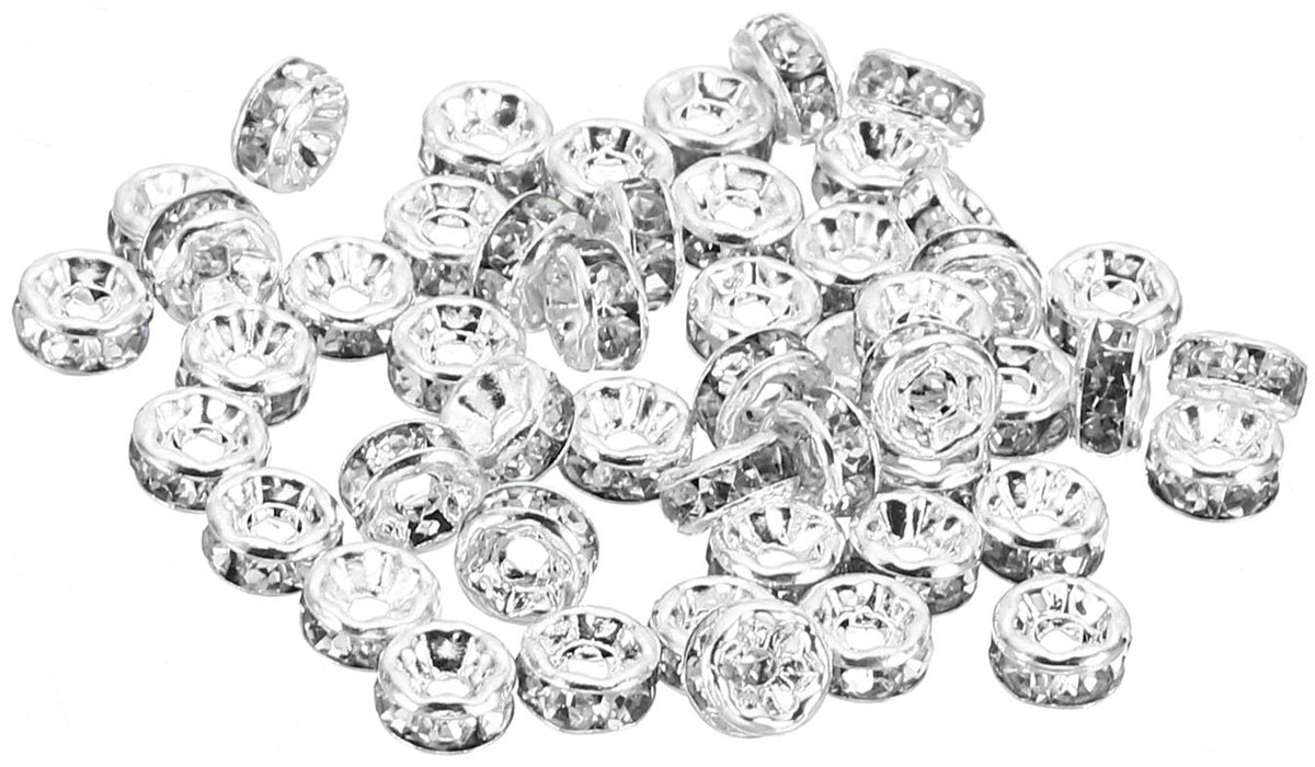 4 mm afstandskralen, 100 stuks kralen afstandhouders rondelle spacer kralen strass kleine ronde bulk glazen kralen kristal voor het maken van doe-het-zelf, zilver