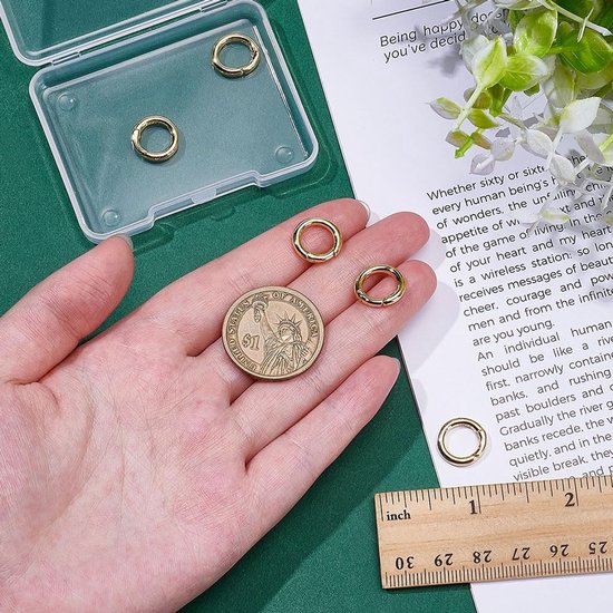 Veerringen in 18-karaats verguld messing ronde sleutelhangers sluitroringen torische ringen draaibare karabijnsluitingen trekker voor het maken van sieraden — afbeelding 2