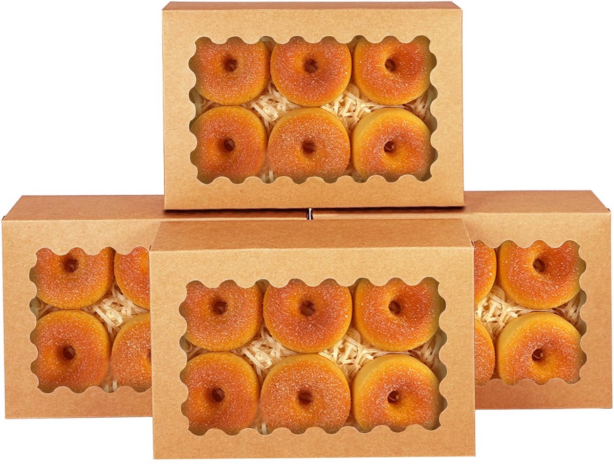 Koekjesblik met Venster 30,48 x 20,32 x 6,35 cm; pak van 6; twee gebruiksmogelijkheden; een seconde vouwbaar gebakkoekjes bakkerijblik voor verpakking (12 x 8 x 2,5 inch)