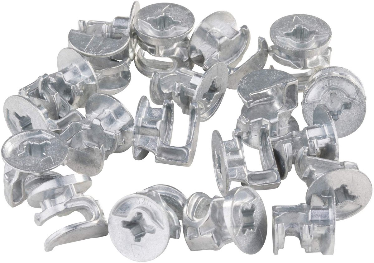 20 x excentrische meubelverbinders, kastverbinders, diameter 15 mm, plaatdikte 19-20 mm