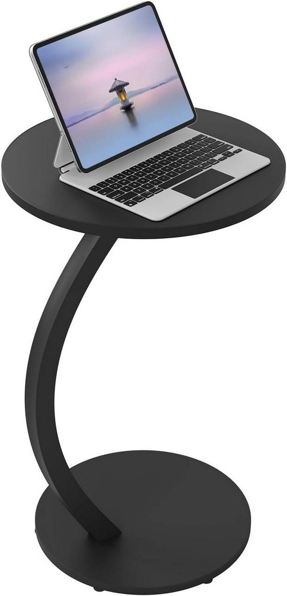 SureDeal® - bijzettafel - Vorm - Ronde salontafel - Metalen MDF tafelblad - 40x40x64,5 cm - Zwart