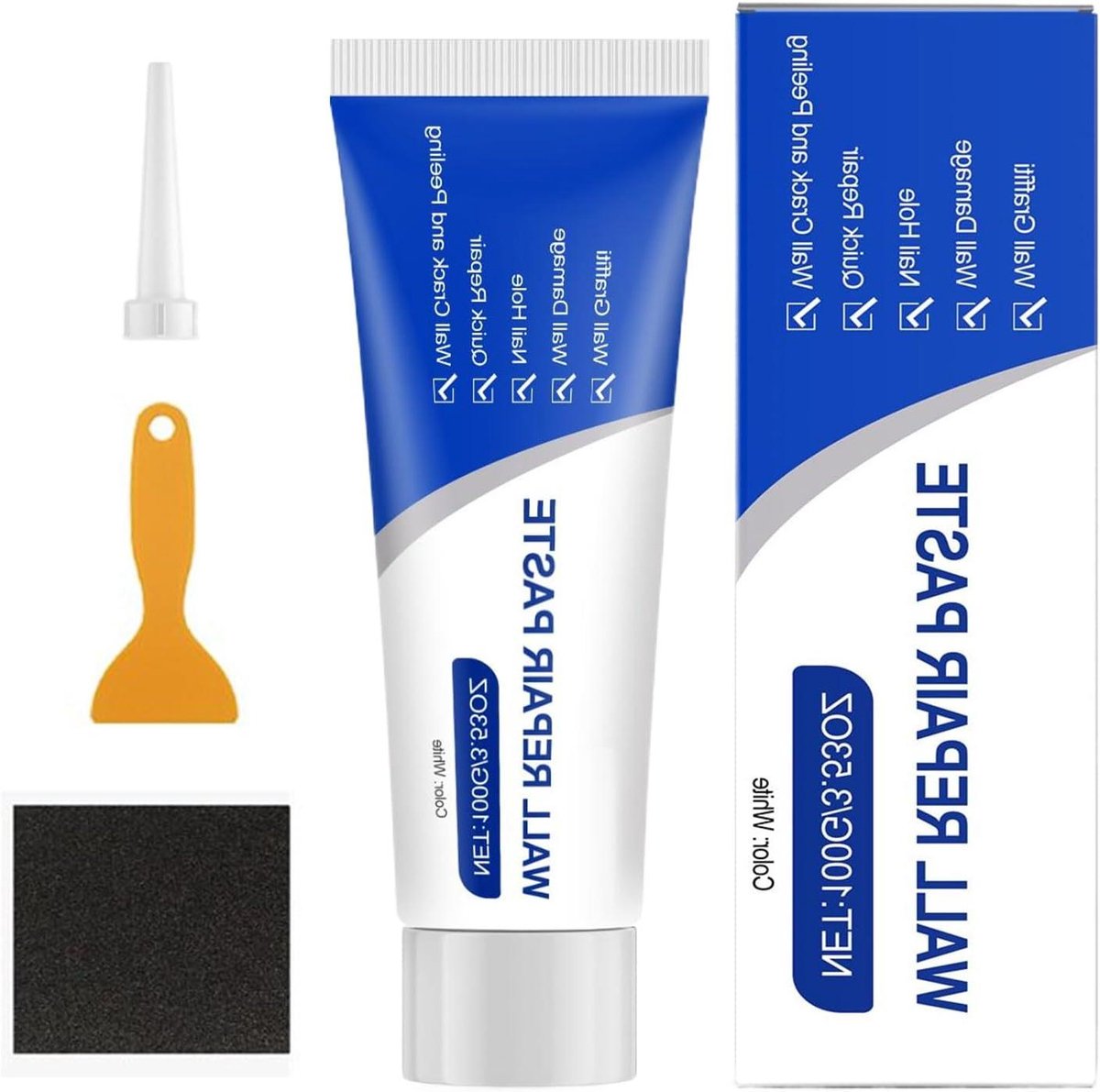Muur Reparatie Pasta - Vulmiddel Gaten - Snelle Oppervlakte Reparaties - Inclusief Scraper - 100g - Wit