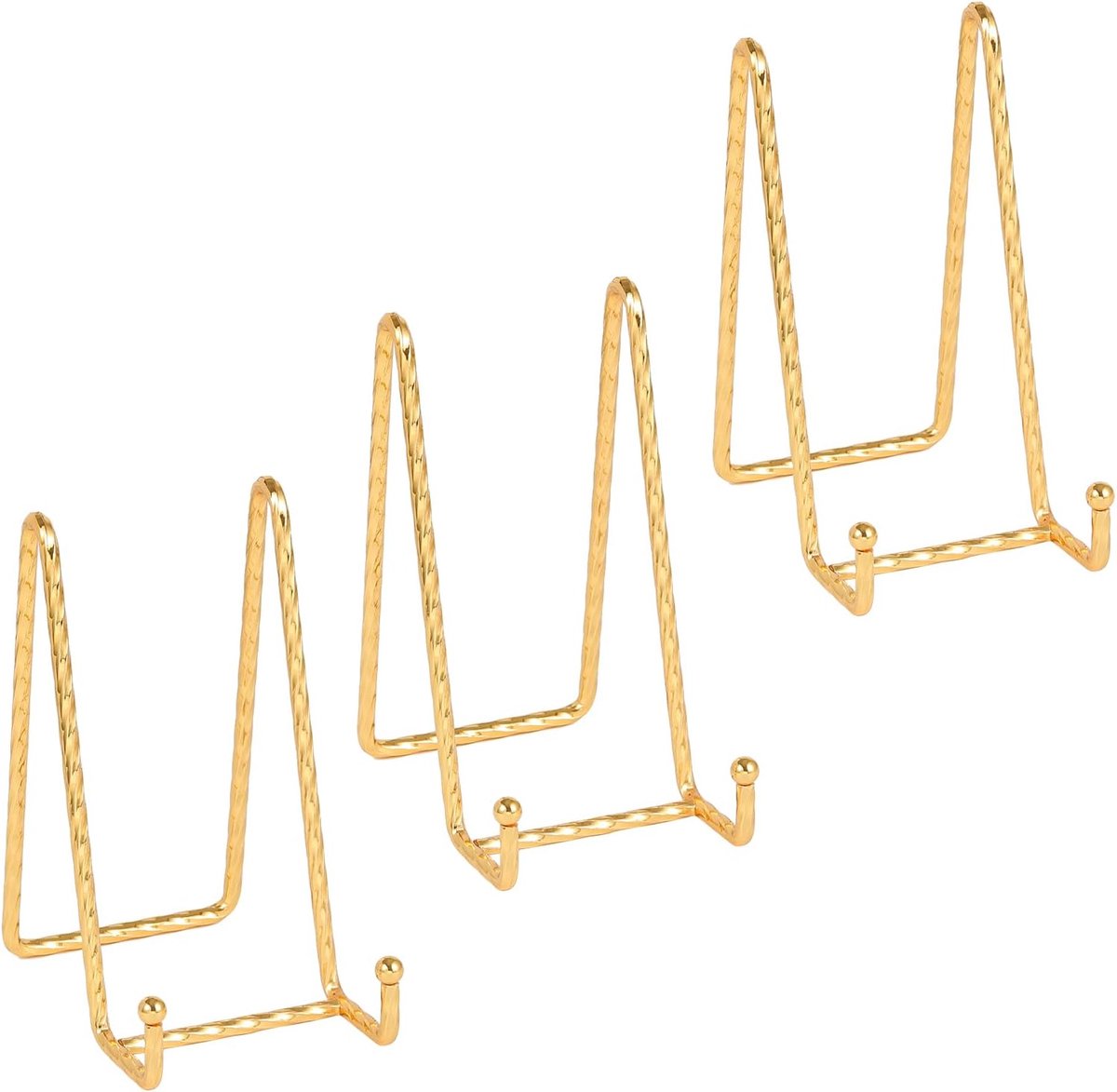 Plaathouder ezel displaystandaard - 6" gedraaide metalen draadplaathouders voor display - tafelbladezels voor decoratieve platen | afbeeldingen | boeken | plaquettes | tabletten - goud - 3
