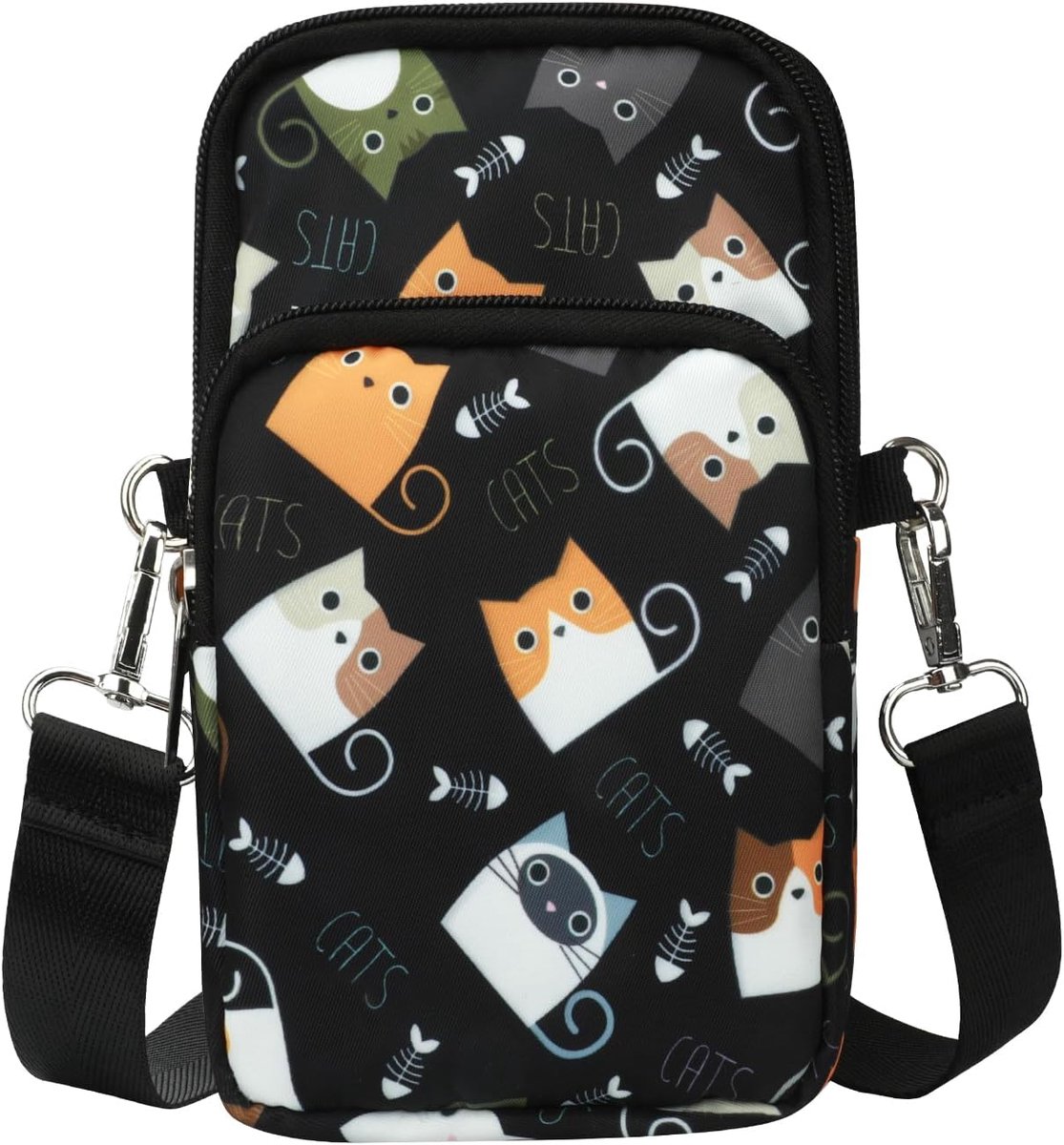 Meisjes Dames Crossbody Telefoon Tassen Portemonnee Mobiele Telefoon Portemonnee Kleine Schoudertas Reizen Paspoort Neck Pouch Tas (M Maat), Zwart, Medium