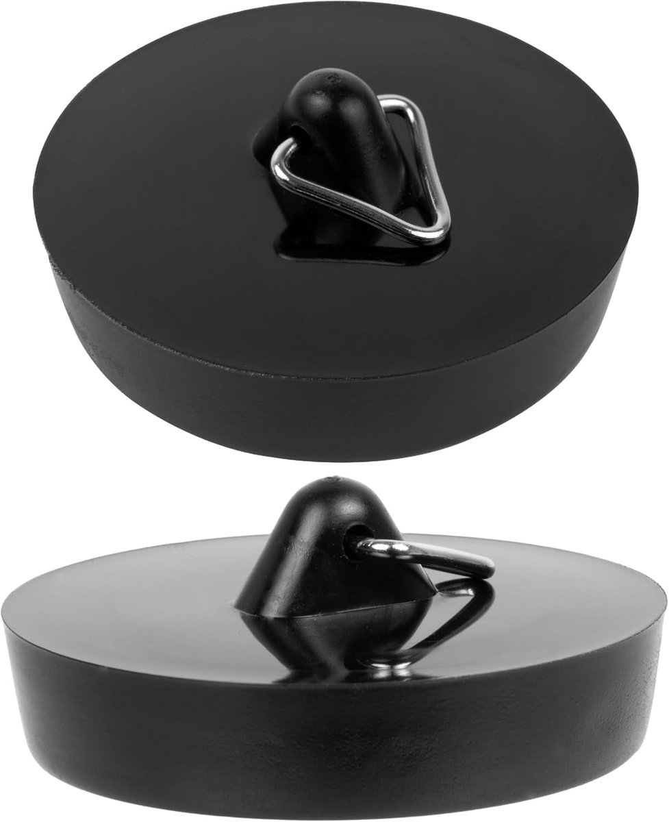 Spoelbakstop, Keukengootsteenplug voor afvoeren Ø 39 tot 37 mm, Set van 2, rubber, Zwart, Keukenplug, Wastafelplug, Keukengootsteenstopper, Afvoerplug, drain plug stopper, drain cover home