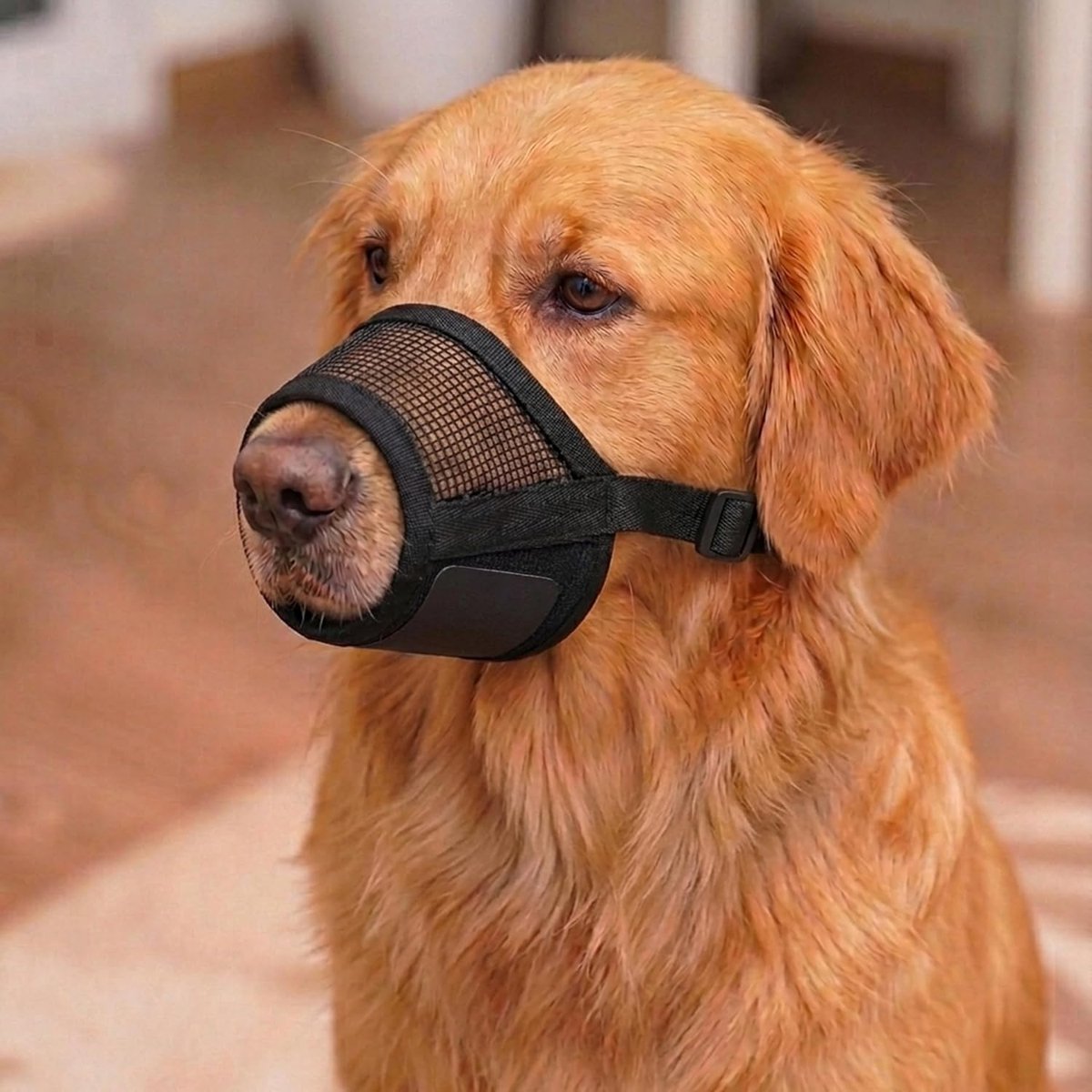 Muilkorf Honde - Maat M - Zachte en ademende meshstof - verstelbaar met klittenband - Beschermt tegen bijten, blaffen en kauwen - Ademhalen en drinken toestaan ​​- Zwart
