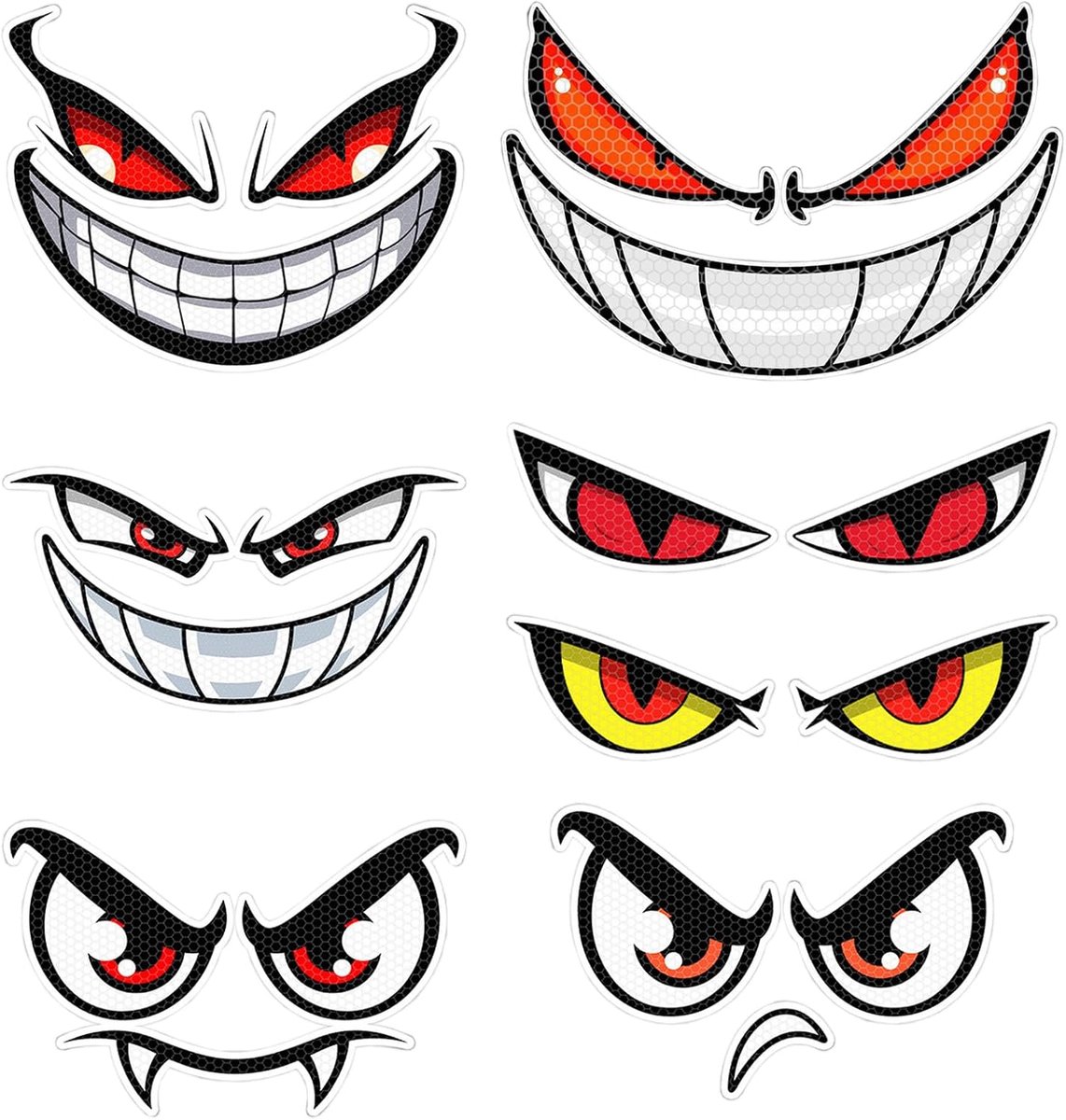 7 stuks robotmaaier oogstickers, waterdicht, reflecterend, decoratief, grappig, weerbestendig, voor auto en motorfiets, verbetering van het nachtzicht, auto, stofzuiger