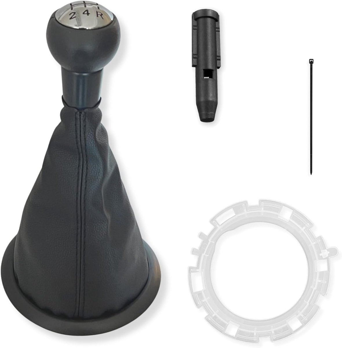 1neiSmartech Kit versnellingspook 5 versnellingen handmatig met versnellingshendelmanchet ring buitenframe zwart compatibel met Citroen C3 2003-2009, met adapter, OEM 2403CV, 1606400280, 7589T8,