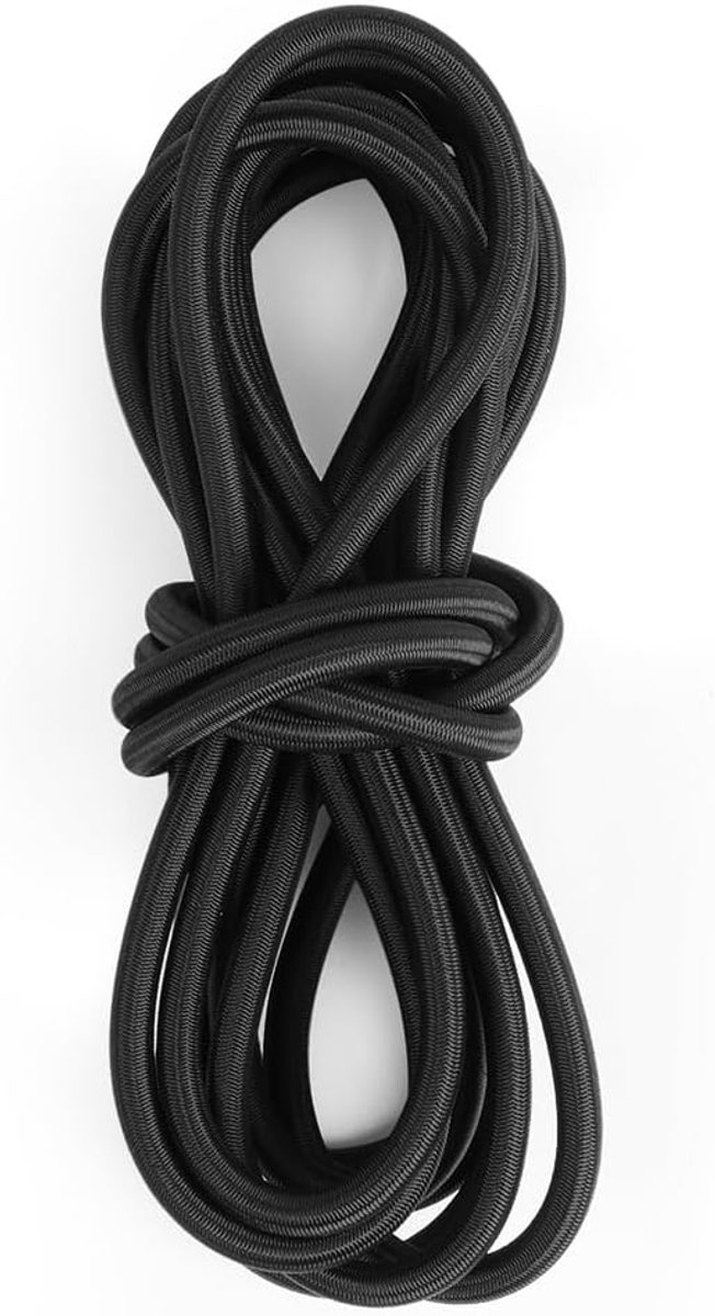 koorden, 8 mm x 5 m elastisch schokkoord, zwaar elastisch bungee-touw schokkoord voor aanhangwagen, dekzeil, tentpaal, kajak en rugzak doe-het-zelf projecten - zwart