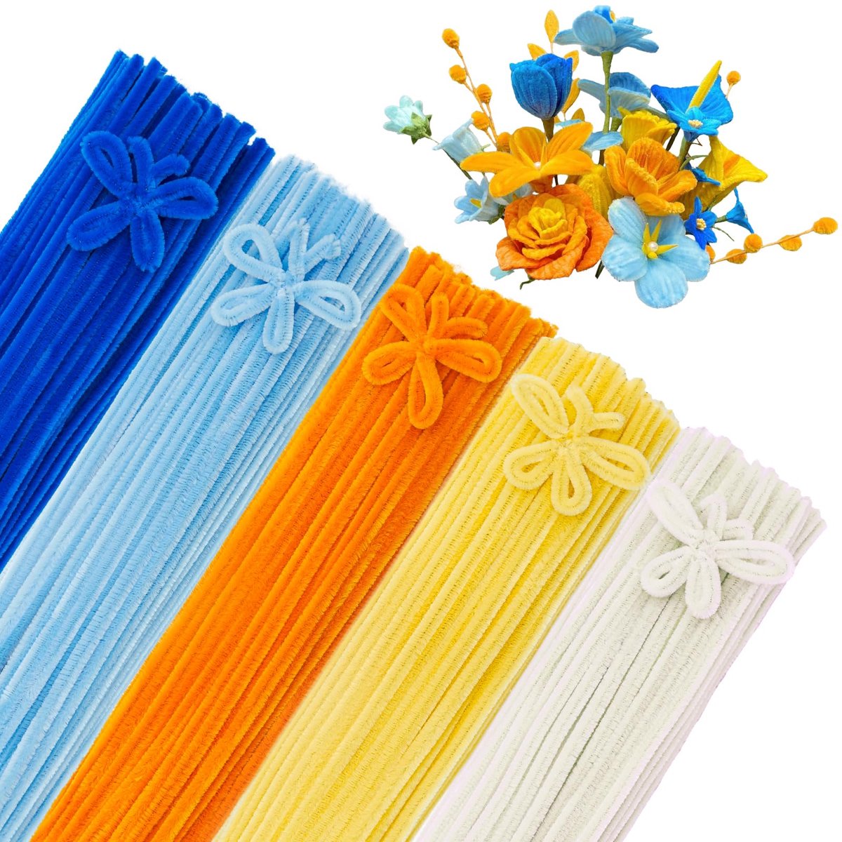 500 Stuks 5 Pastelkleuren Chenilledraad 30 cm Lang en 8 mm Dik, Kleurrijke Pijpenragers Set voor Knutselen, DIY Bloemen & Feestversieringen
