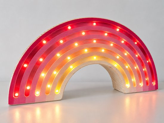 Nachtlamp Regenboog Roze - Kinderkamer - Babykamer - LED-Verlichting - Hout - Handgemaakt - Lamp - Lichtenhout.nl van Lichtenhout.nl — afbeelding 3