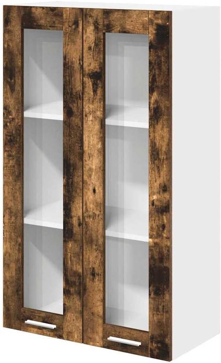 Moderne hangkast - Keukenkast met deuren - Keukengerei opbergen - Veel opbergruimte - 60 x 100 cm - Gerookt eiken