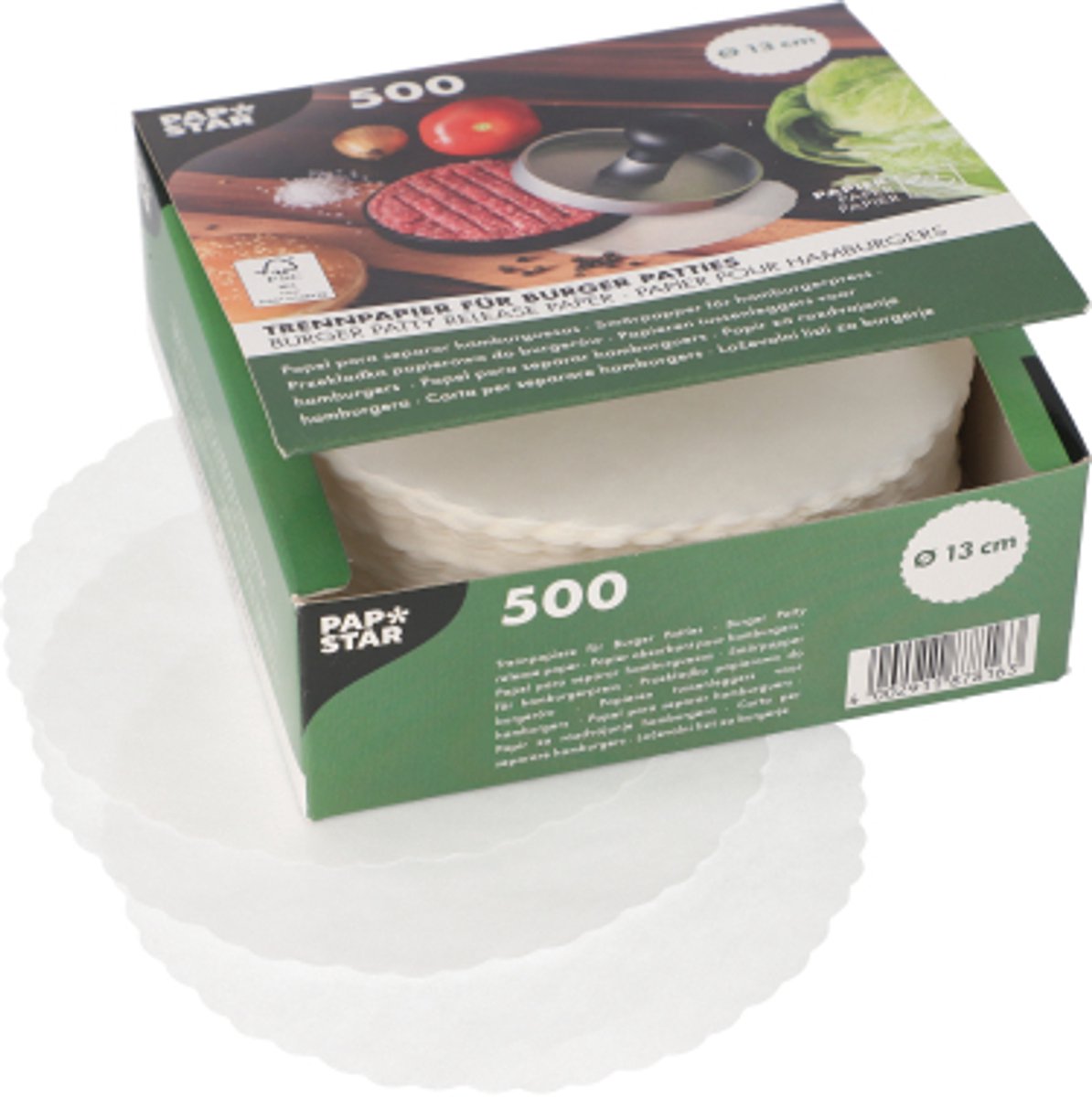 16x 500 Papieren tussenleggers voor hamburgers Ø 13 cm wit