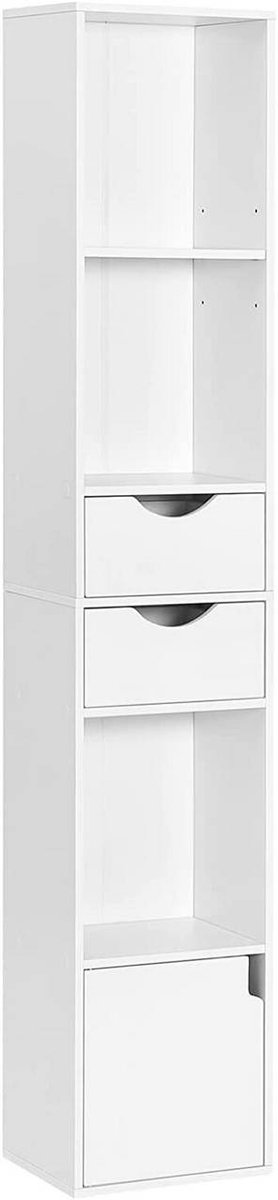 SureDeal® - Boekenkast - Staande plank - Laden - Plank - Deur - Wit - 30x24x158 cm