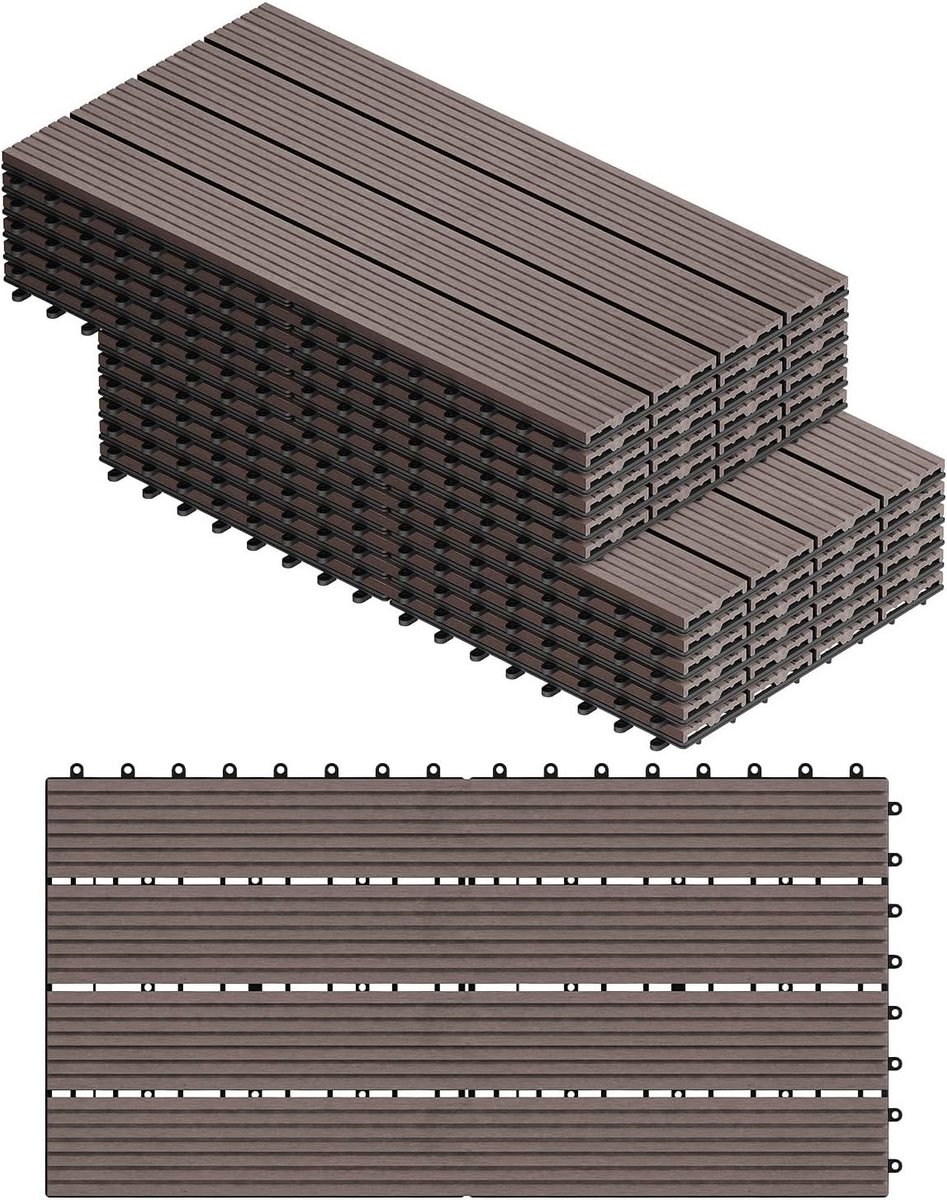 SureDeal® - WPC - Fliese - Terrassenfliesen Holz Optik - Bodenbelag mit Klicksystem