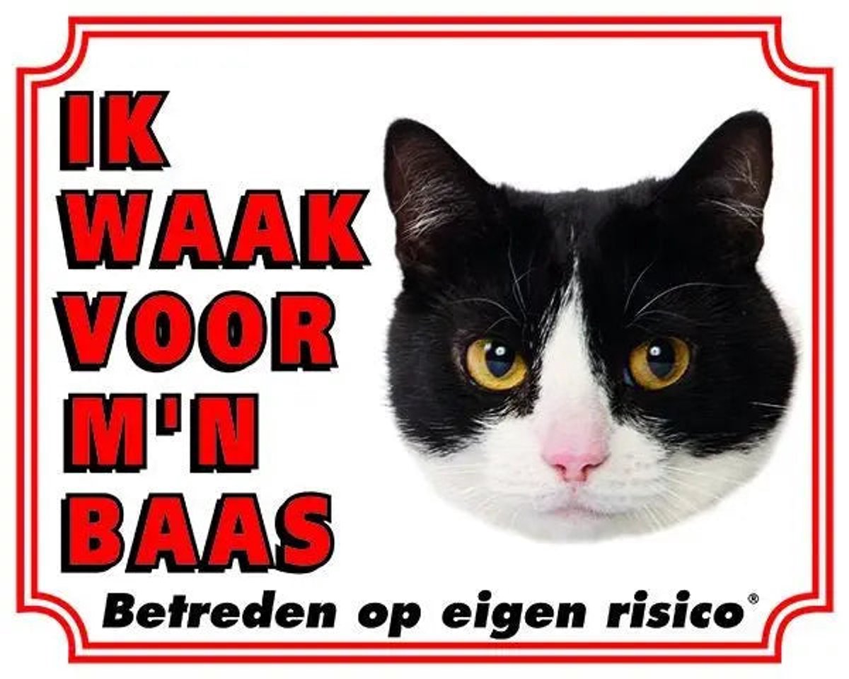 Bol.com Katten Waakbord - Ik waak voor mijn baas zwart-wit aanbieding