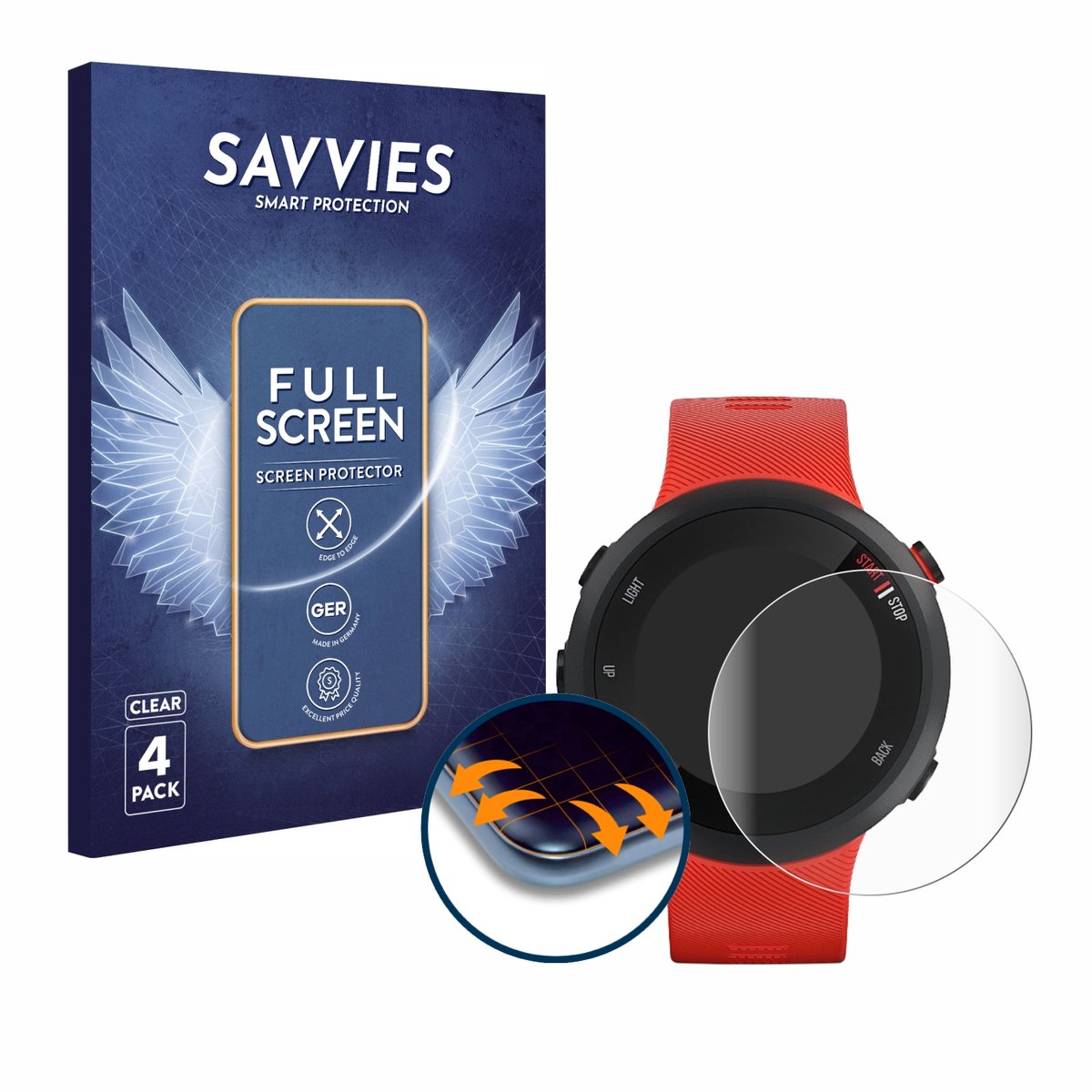 Savvies - Screenprotector voor Garmin Forerunner 45 - Folie Beschermfolie transparant volledig dekking 4 Stuks