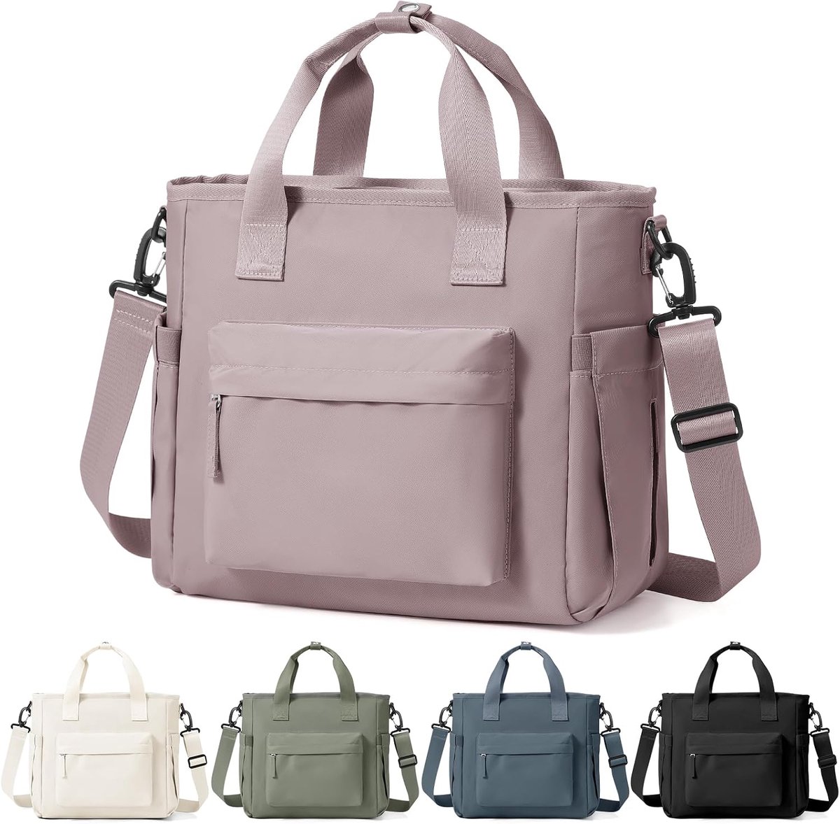 Geïsoleerde koeltas, lunchtas voor dames en heren, thermische voedseltas, picknicktas, draagbare lunchbox, geïsoleerde tas met schouderriem voor werk, school, reizen, A2-roze violet