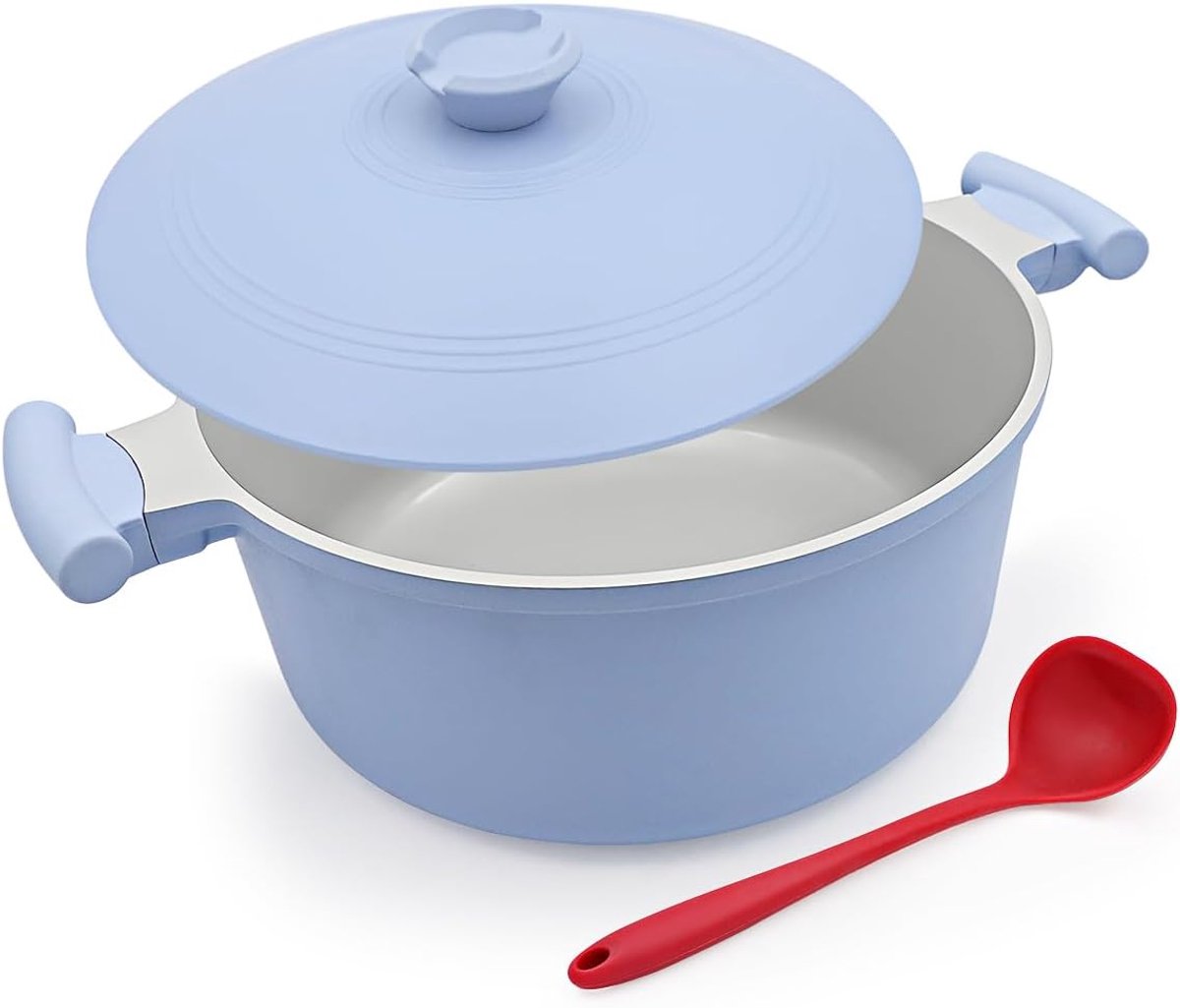 6.5 Qt Dutch Oven Pot met Deksel, Lichtgewicht Soeppot Stock Pot Nonstick, Keramische Kookpotten voor Stoofpot Stoofpot Stoofpot en Bak, Inductiepotten voor alle kachels, Koel Blijven