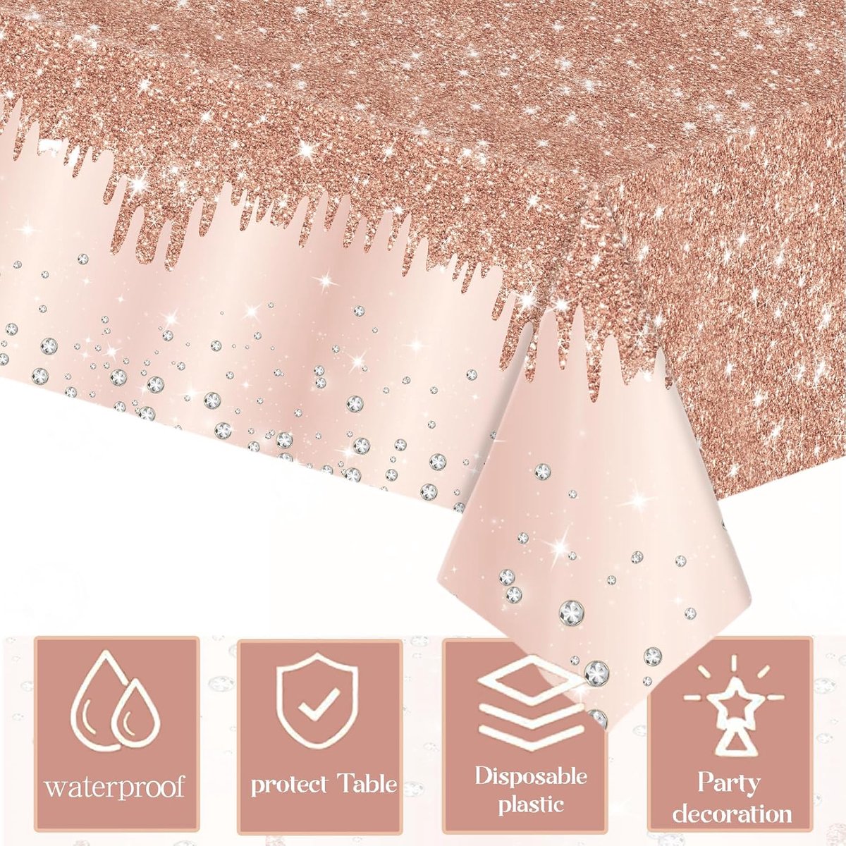 2 stks 137 * 274cm Plastic Tafelkleed (Rose Goud)
