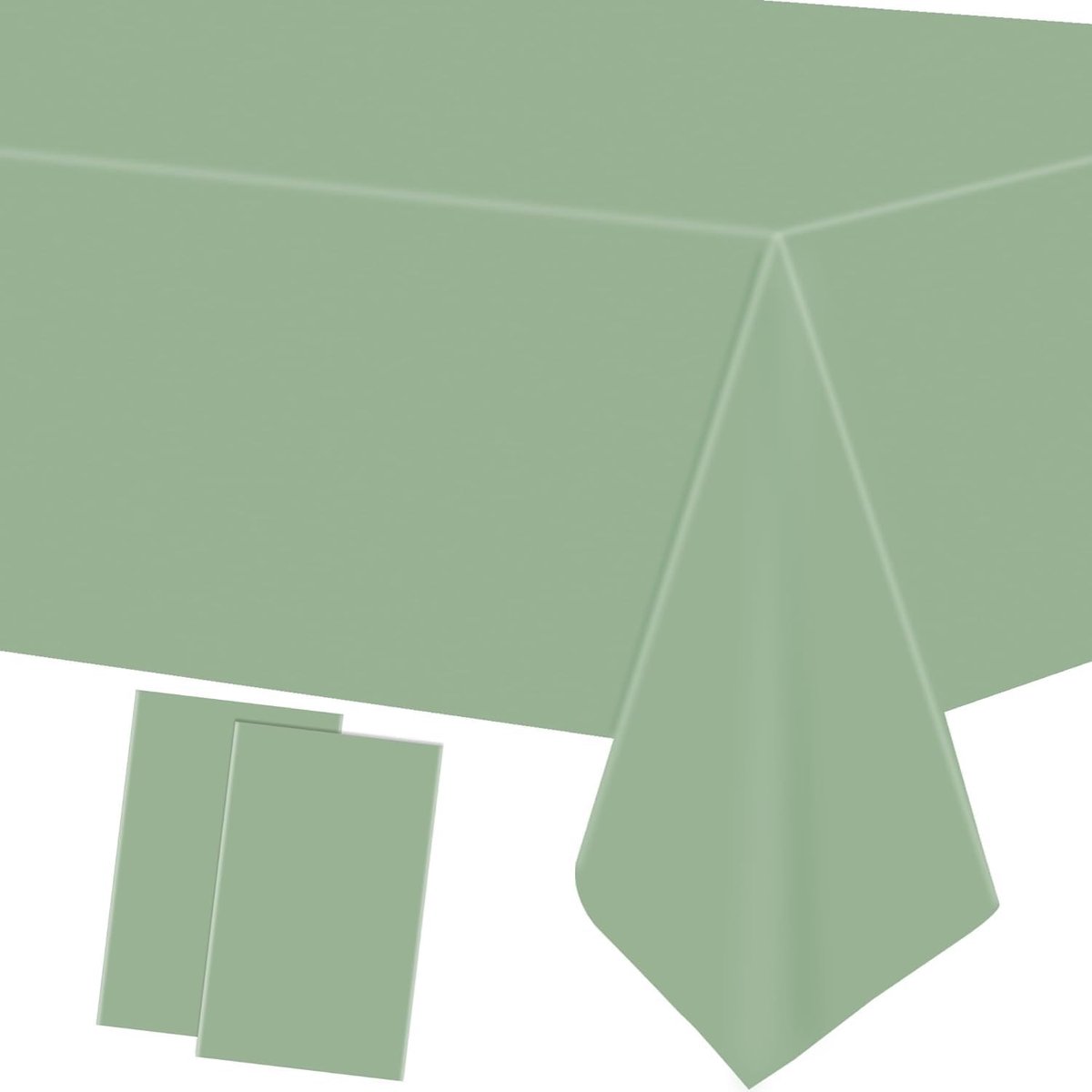137 x 274 cm kunststof saliegroen tafelkleed, 2 stuks grote saliegroen, feesttafelkleden, tafelkleden, tafeldecoraties, tafelkleed voor kinderen en volwassenen, verjaardag, picknick, dineren, bruiloft
