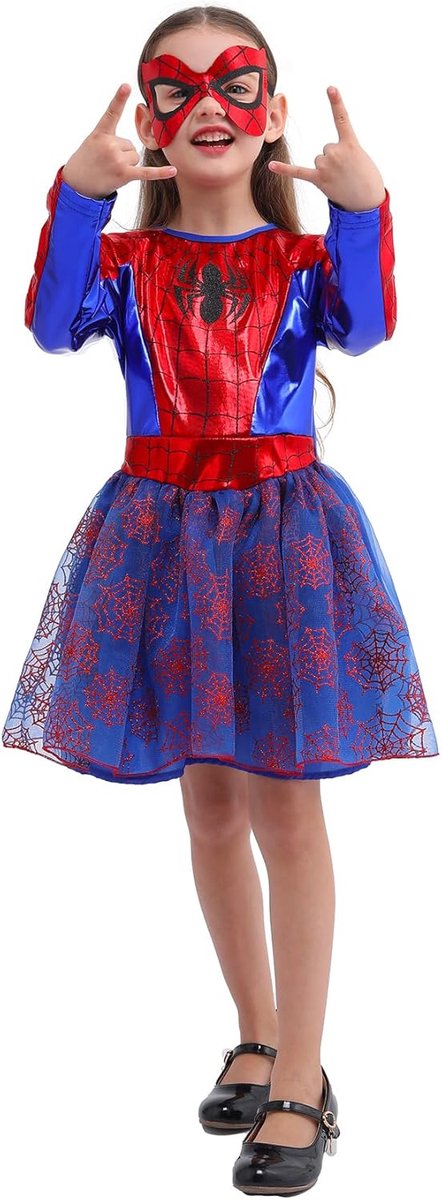 Party Meisje Spinne Fancy Dress Up Kostüm met Augenmasker