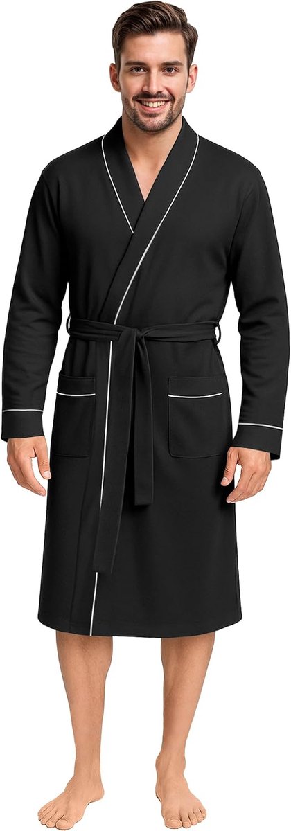 Threads Men's Robe Cotton Blend Knit Bathrobe, XX-Large, Black
