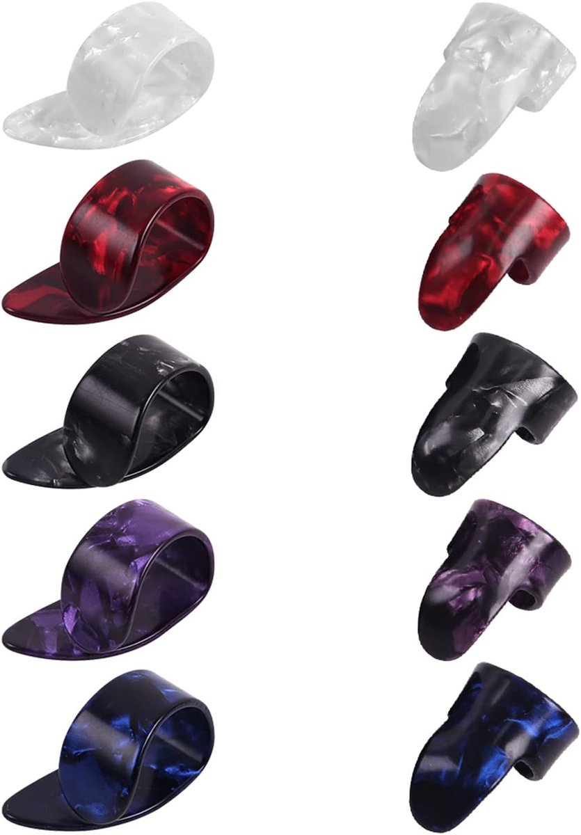 Plectrums, vingerpick-up pick-set, celluloid gitaarvingerpicks, gitaartabs, kunststof duimplectrums, vingerplectrums van kunststof, vingerpicks