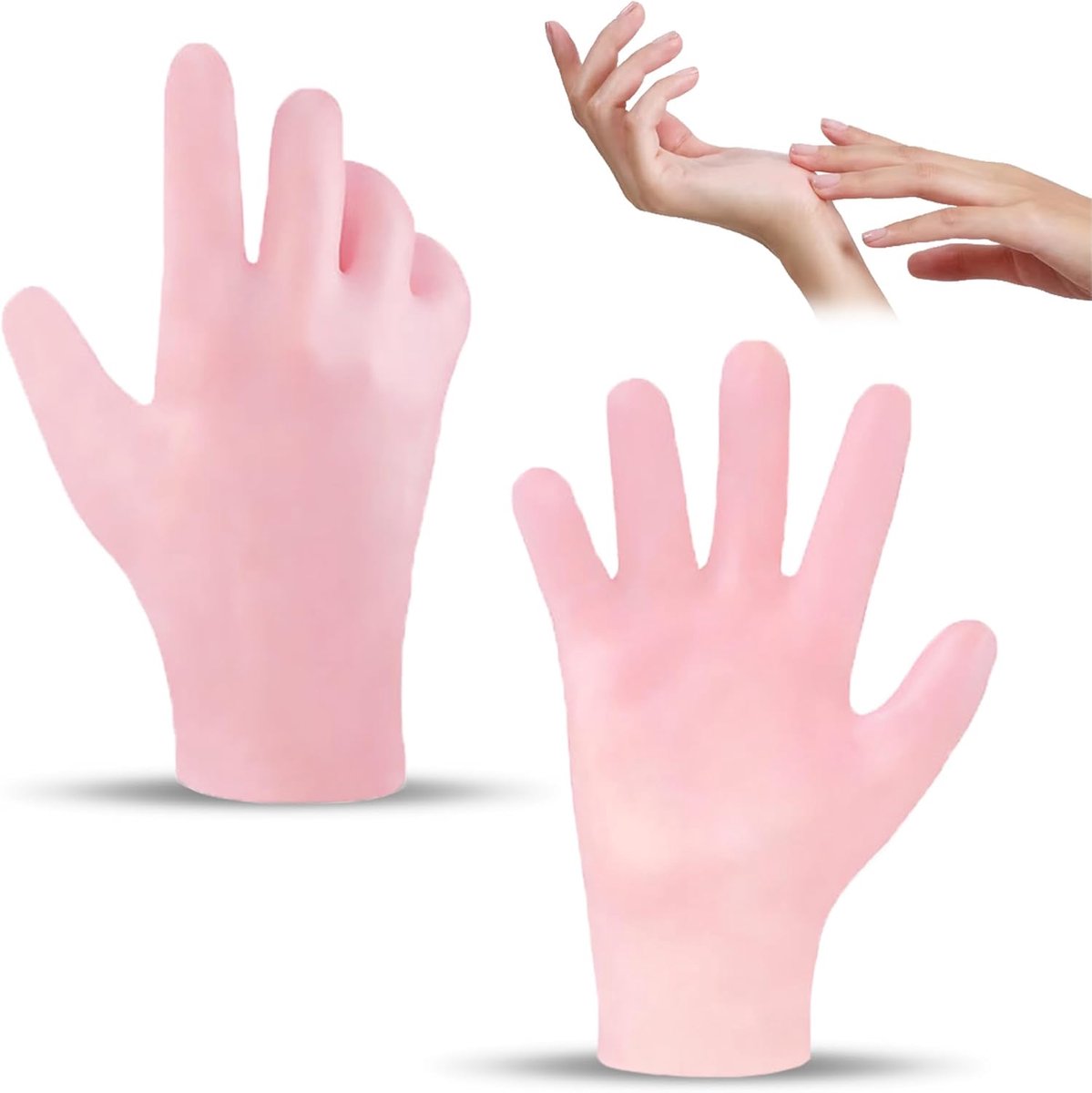 Vochtinbrengende siliconen handschoenen, spa-gel, slaaphandschoenen, herbruikbaar, voor vrouwelijke handverzorging, reparatie, droge scheuren, ruw-zacht, eelt (1 paar roze)