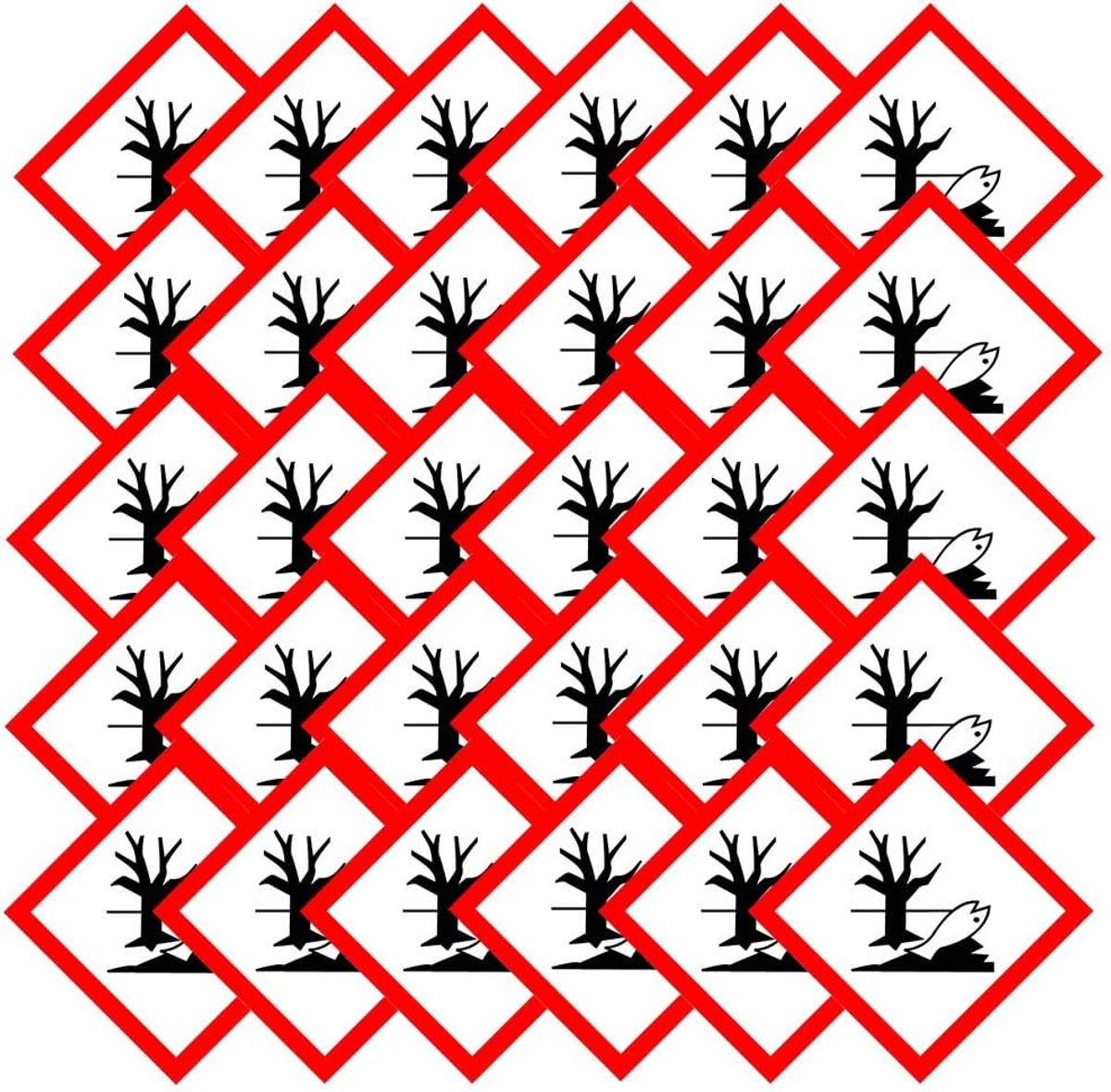 09, 100 stuks gevaarlijke stoffen, gevaarlijke stoffen, symbolen, etiketten, gevaarlijke stoffen, etikettering, milieugevaar, GHS 09, 25 x 25 mm, schild, meerkleurig