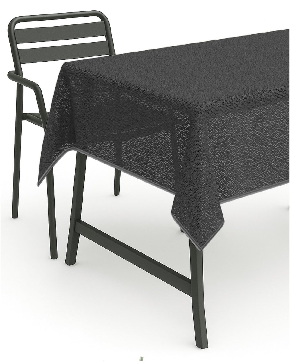 SnelShoppen - Tafelkleed Ovaal 140 x 180 cm Grijs, Afwasbaar Tuinkleed met Zoom, Weerbestendig voor Tuintafel, Balkon en Terras, Perfect voor Feesten