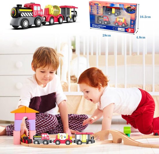 houten spoorweg trein, elektrische speelgoedlocomotief, kinderen, op batterijen werkende locomotieftrein, hoge snelheid speelgoed, compatibel met Brio houten spoor, voor jongen meisje — afbeelding 5