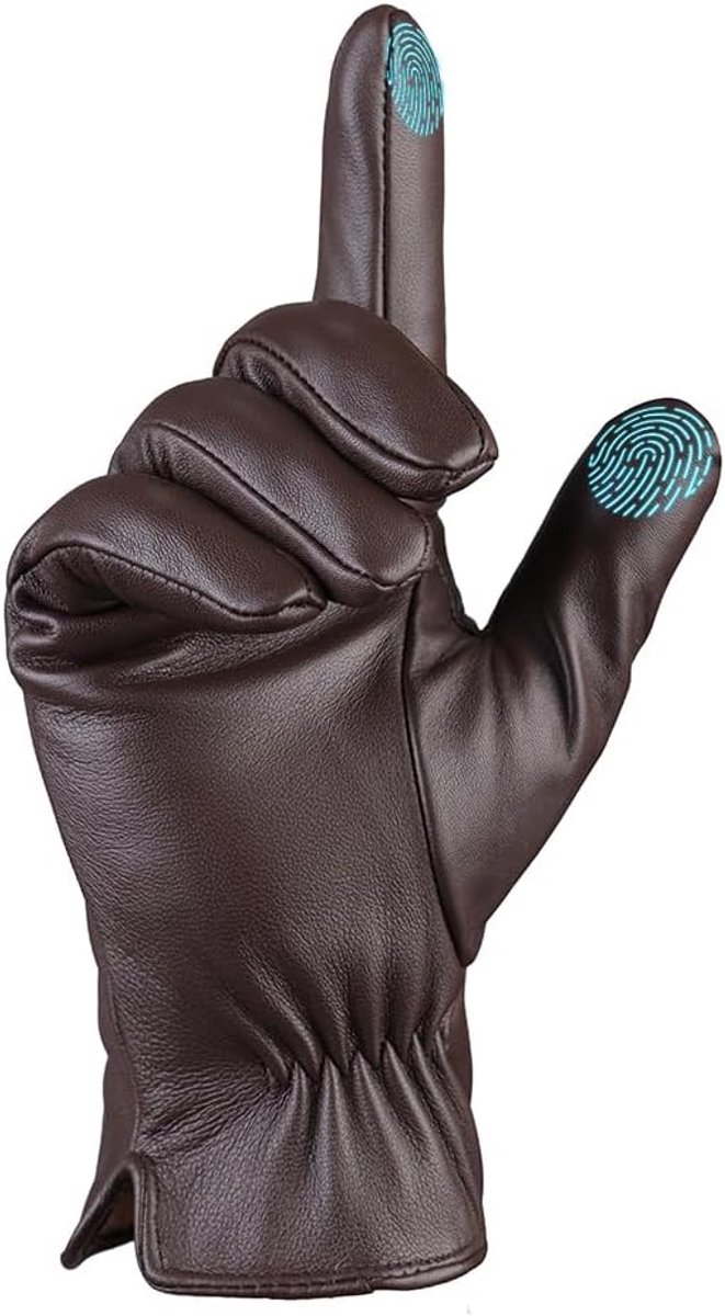 Handschoenen voor Heren,Lederen Warme Handschoenen Touchscreen