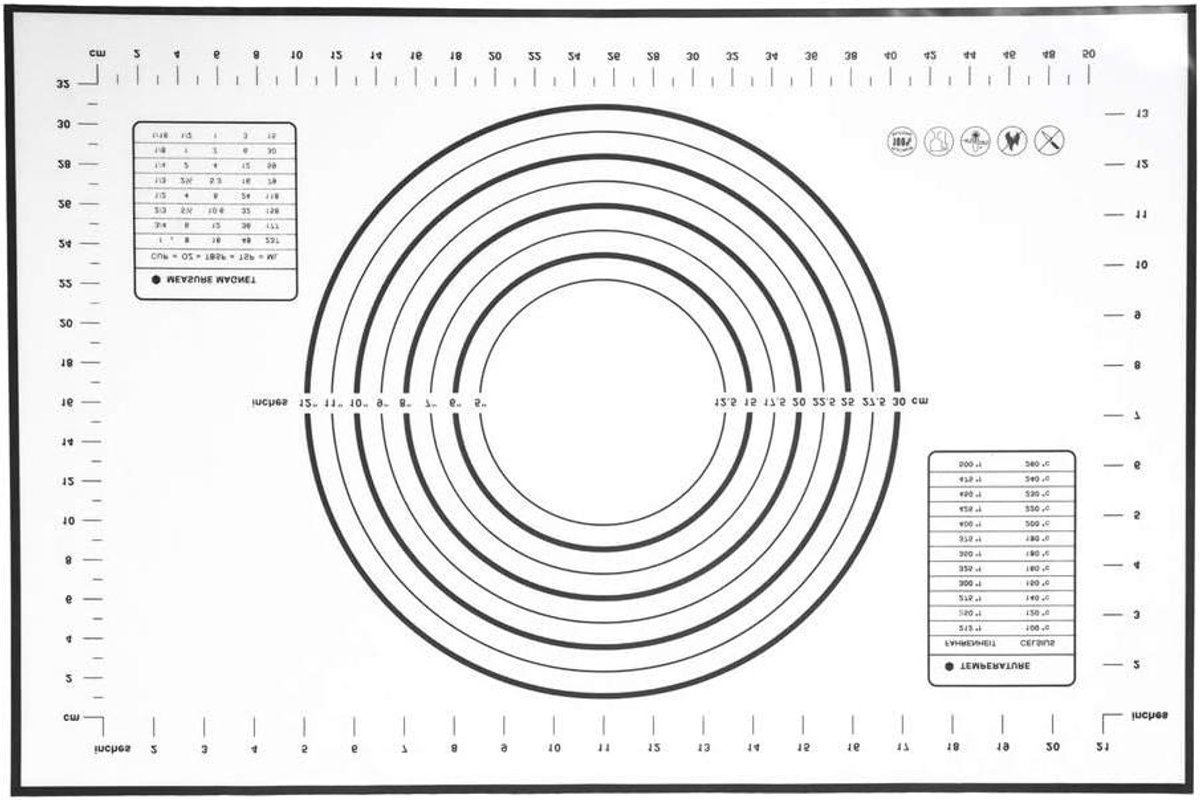 Siliconen Kneedmat - Bakmat Deegroller - Taarten Bakken - Antiaanbaklaag - 60x40 cm - Zwart