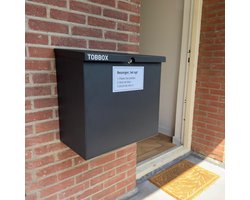 Pakketbrievenbus Modern – Ruime pakketbox voor buiten – Afsluitbaar met slot – Waterdicht en weerbestendig – Veilig pakketontvangst – Donkergrijs – Tobbox