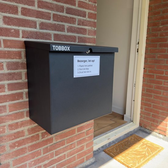 Pakketbrievenbus Modern – Ruime pakketbox voor buiten – Afsluitbaar met slot – Waterdicht en weerbestendig – Veilig pakketontvangst – Donkergrijs – Tobbox