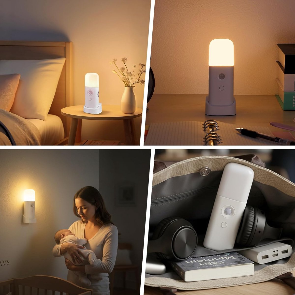 Motion Sensor Nachtlicht, dimbare nachtverlichting met 5 helderheidsniveaus, 2000mAh oplaadbare batterij bedieningslicht, draagbare bewegingssensor licht voor kinderen, slaapkamer — cadeau in Wonen & Interieur - foto 4